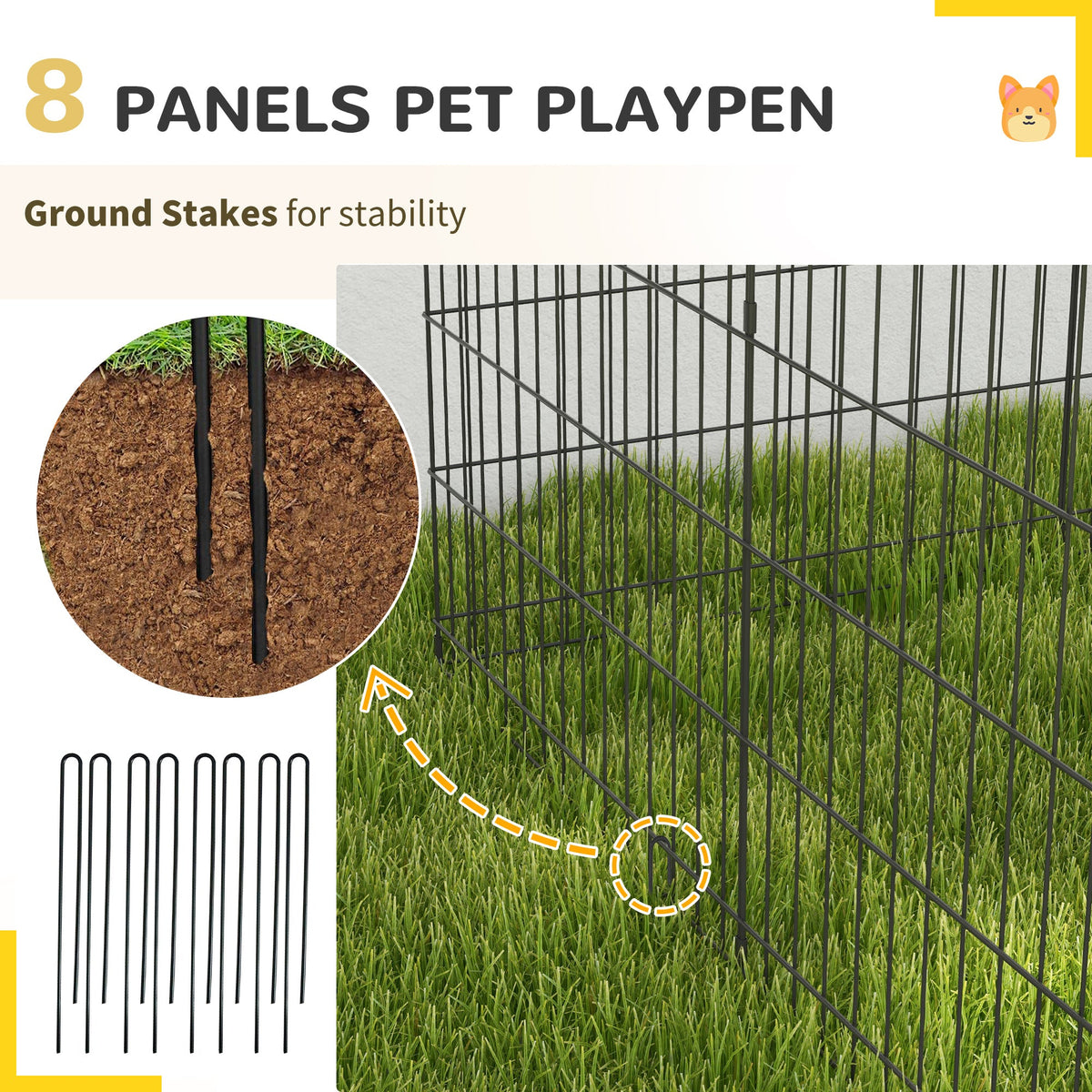 30inch Foldable Metal Exercise Pet Playpen Yard Dog Puppy Kennel Cage 8 Panel
