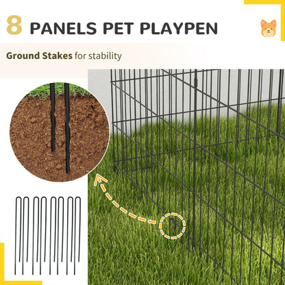 30inch Foldable Metal Exercise Pet Playpen Yard Dog Puppy Kennel Cage 8 Panel
