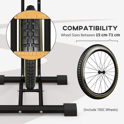 Vertical & Horizontal Bike Rack Bicycle Storage Stand with Adjustable Hooks, Fits 6"-28" and 700c Bikes