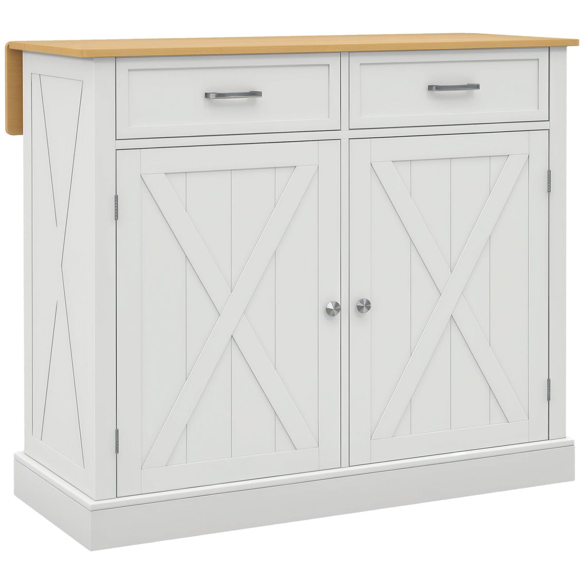 Kitchen Island with Drop Leaf, Rolling Kitchen Cart with 2 Drawers, Adjustable Shelves and Wood Countertop, Black