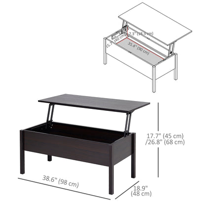 39" Modern Lift Top Coffee Table with Hidden Storage Compartment, Center Table for Living Room, Black