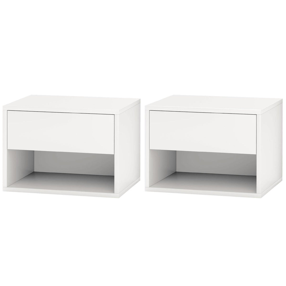 Floating Nightstand Set of 2, Wall Mounted Bedside Table with Drawer for Bedroom Black