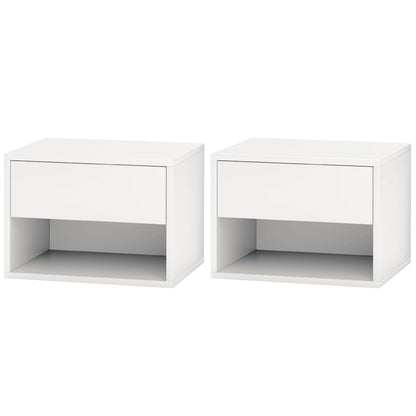 Floating Nightstand Set of 2, Wall Mounted Bedside Table with Drawer for Bedroom Black