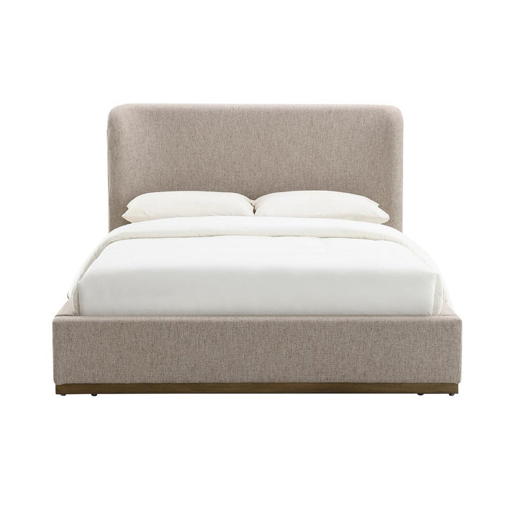 Faye King Bed With Curved Headboard - Perfect Taupe