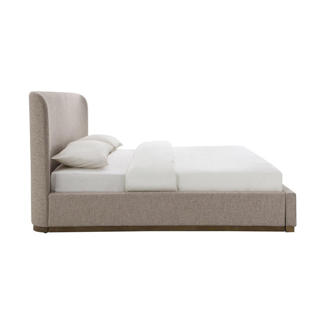 Faye King Bed With Curved Headboard - Perfect Taupe