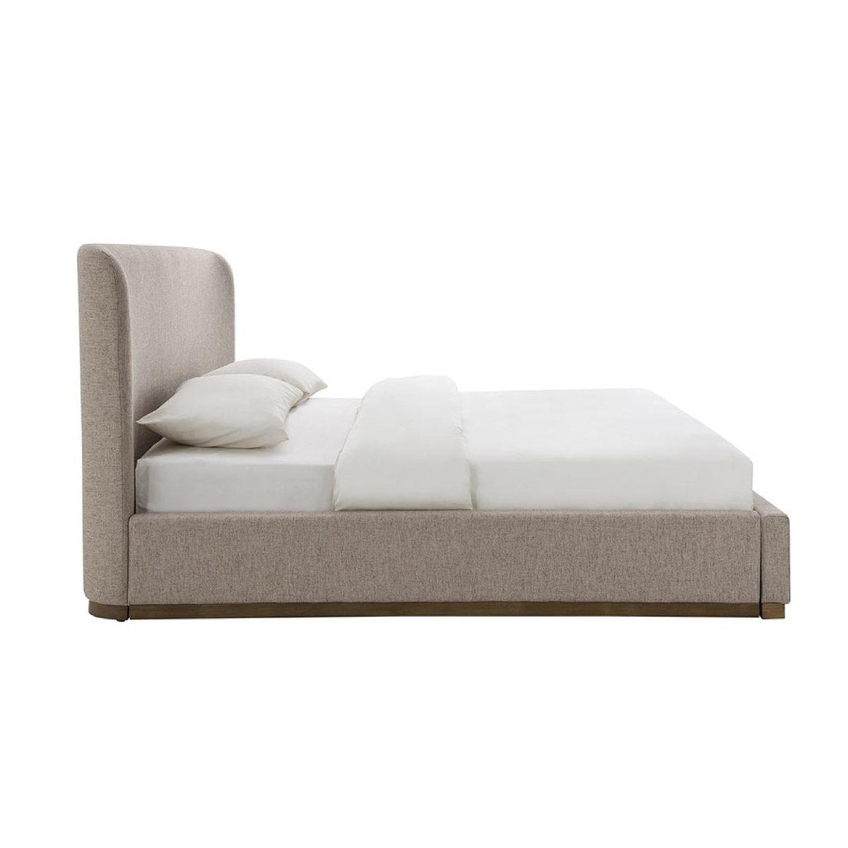 Faye King Bed With Curved Headboard - Perfect Taupe