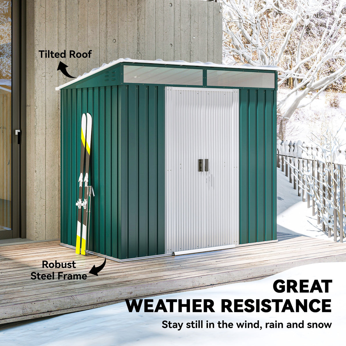 6.5x4FT Galvanised Metal Shed with Foundation Kit, Lockable Garden Tool Storage House with Sliding Doors, Vents, Grey