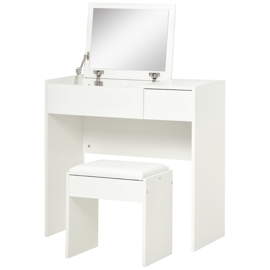 Mia Modern Vanity Set with Flip Top Mirror-White