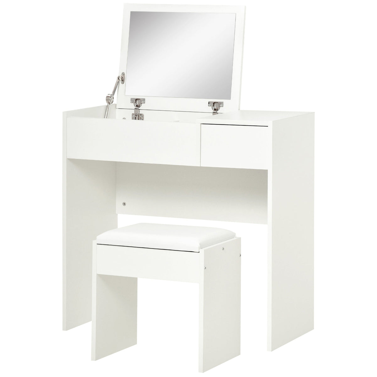 Mia Modern Vanity Set with Flip Top Mirror-White