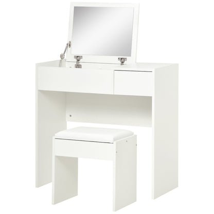 Mia Modern Vanity Set with Flip Top Mirror-White