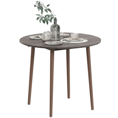 Folding Dining Table, Round Drop Leaf Kitchen Table for Small Spaces with Wood Legs, Oak