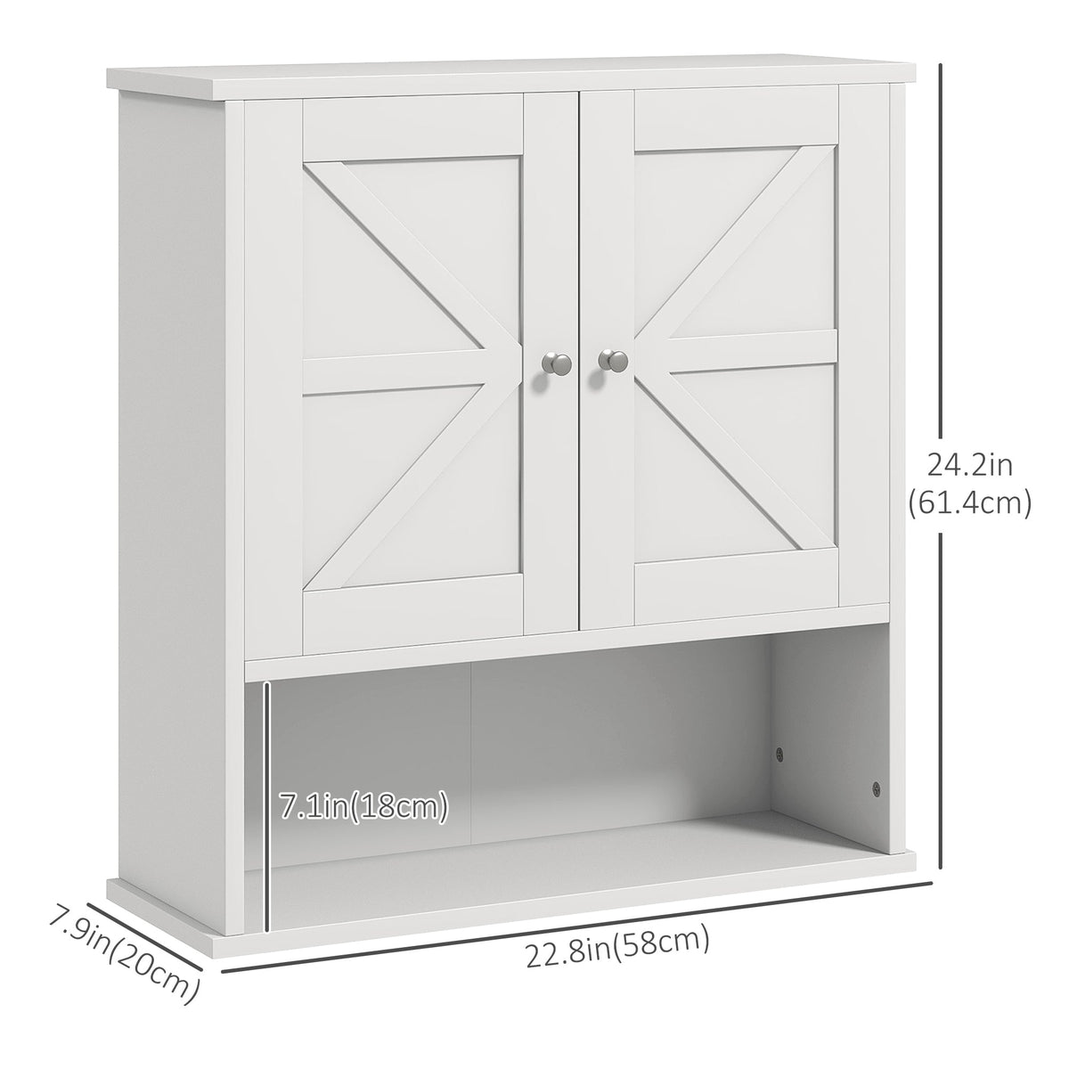 Farmhouse Bathroom Medicine Cabinet, Wall Cabinet with Barn Doors, and Adjustable Shelf for Laundry Room, Black