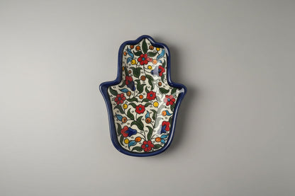 Handmade Ceramic Hamsa Palm-Shaped Dish – 7” Serving Plate