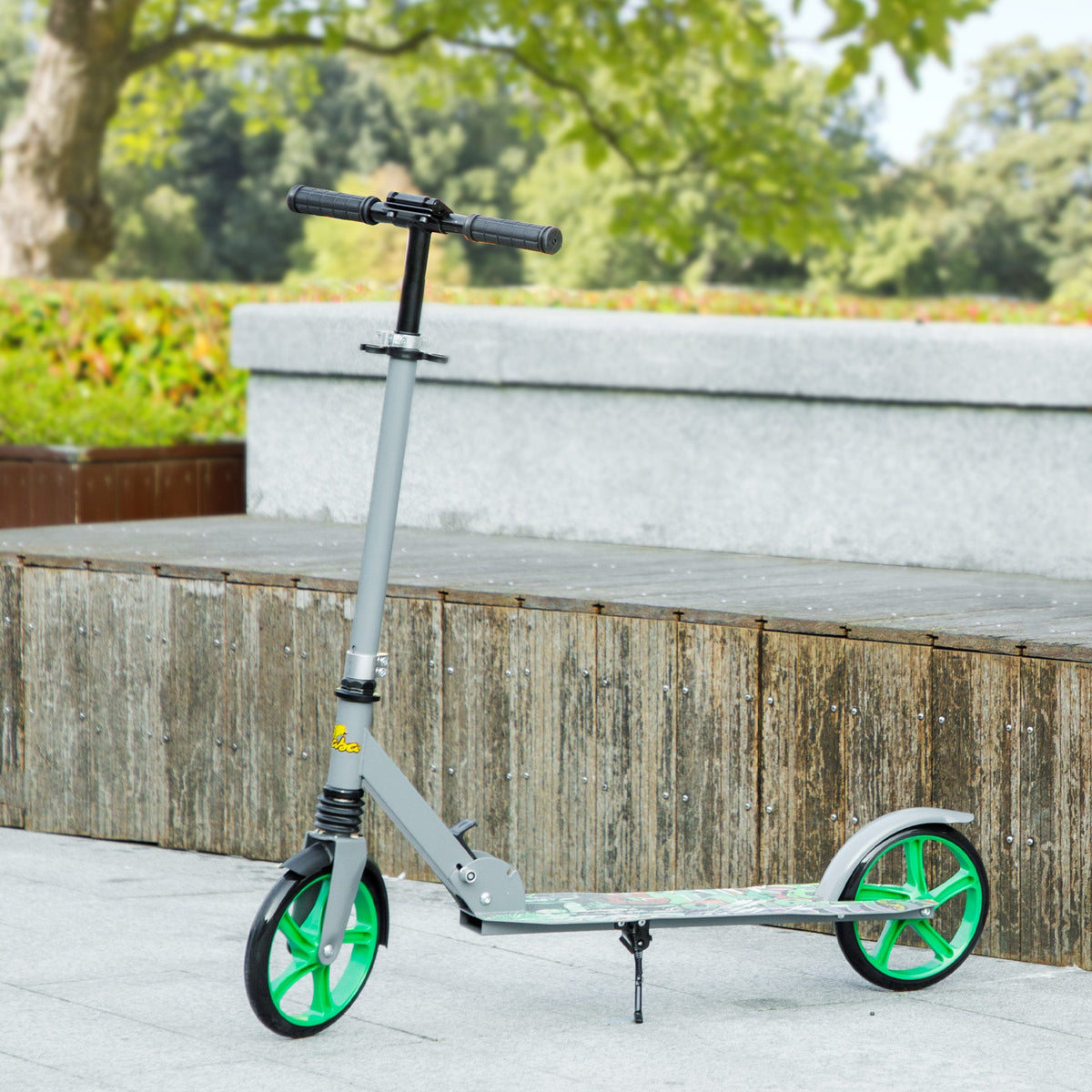 Kick Scooter for Kids Ages 6-12 with Adjustable Height, Rear-Fender Brake, 200mm Big Wheel, Foldable Design, Green