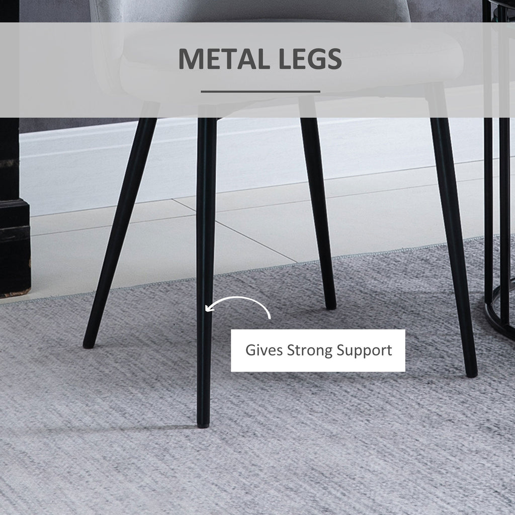 Dylan Set of 2 Mid-Back Velvet-Touch Dining Chairs-Grey