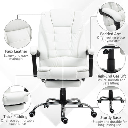 Ergonomic Office Chair with Back Support, PU leather Executive Office Chair with High Back, Retractable Footrest, Black