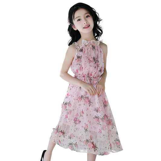 Girls' Bohemian Summer Dress - Floral Beach Maxi Dress