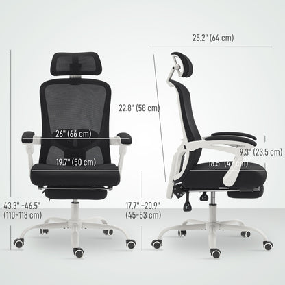 Ergonomic Office Chair, Mesh Reclining Desk Chair with Adjustable Lumbar Support, Headrest, Beige