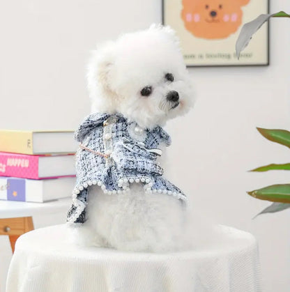 Pearl Luxe Tweed Dog Dress & Purse Set – Luxury Dog Outfit