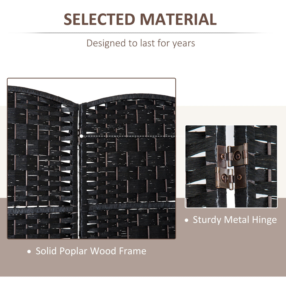 6ft Folding Room Divider, 3 Panel Wall Partition with Wooden Frame for Bedroom, Home Office, Natural