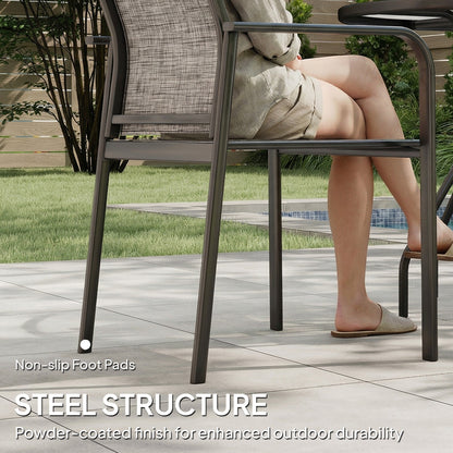 Stackable Patio Chairs Set of 4, Outdoor Dining Chairs with 20" Deep Seat, All Weather Breathable Mesh, Armrests, Black