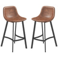 Andre Counter Height Stools with  Backrest and Steel Legs-Set of 2-Brown