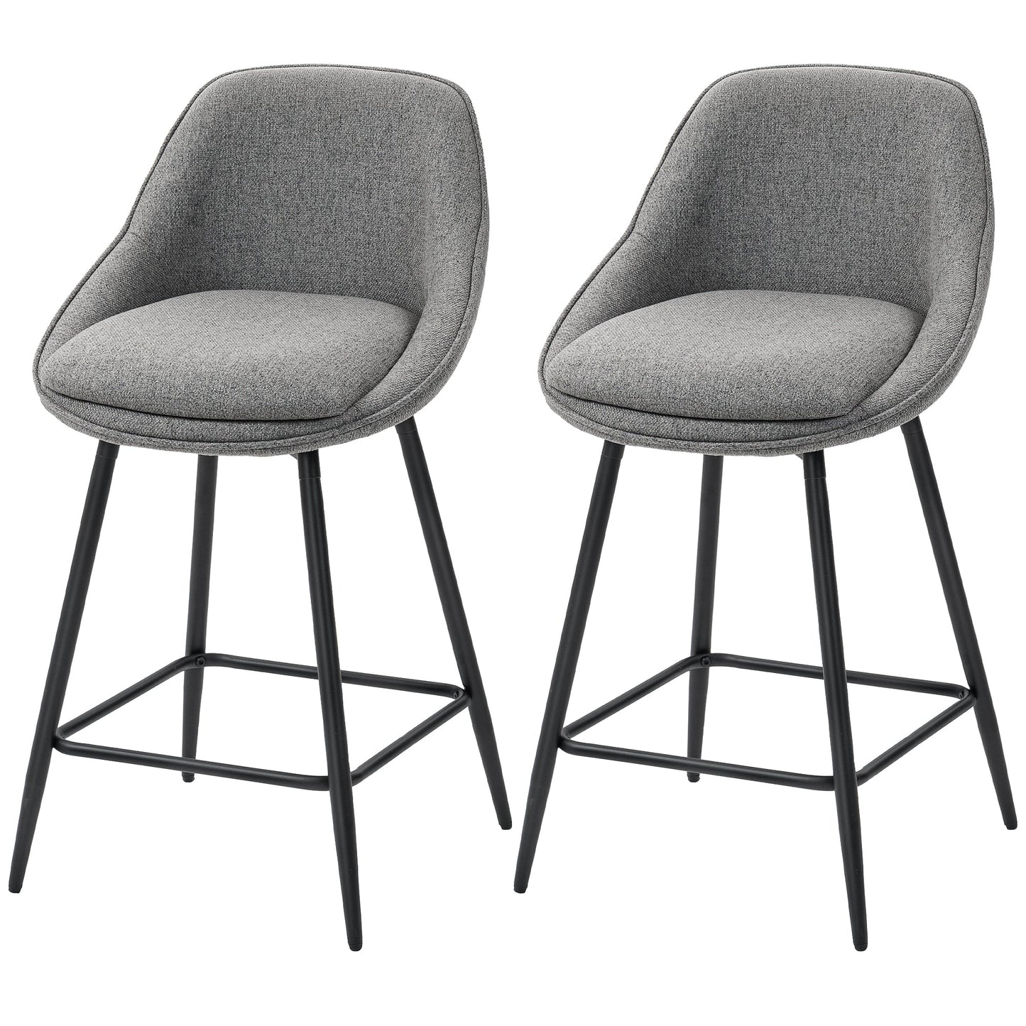 Reece 26" Counter Height Stools with Swivel and Backrest-Set of 2-Dark Grey
