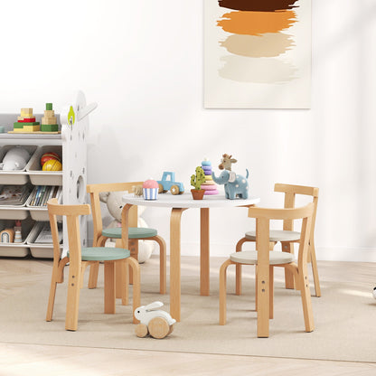 Wooden Kids Table and Chairs Set, Toddler Table and Chairs Set for 3-8 Years, Green