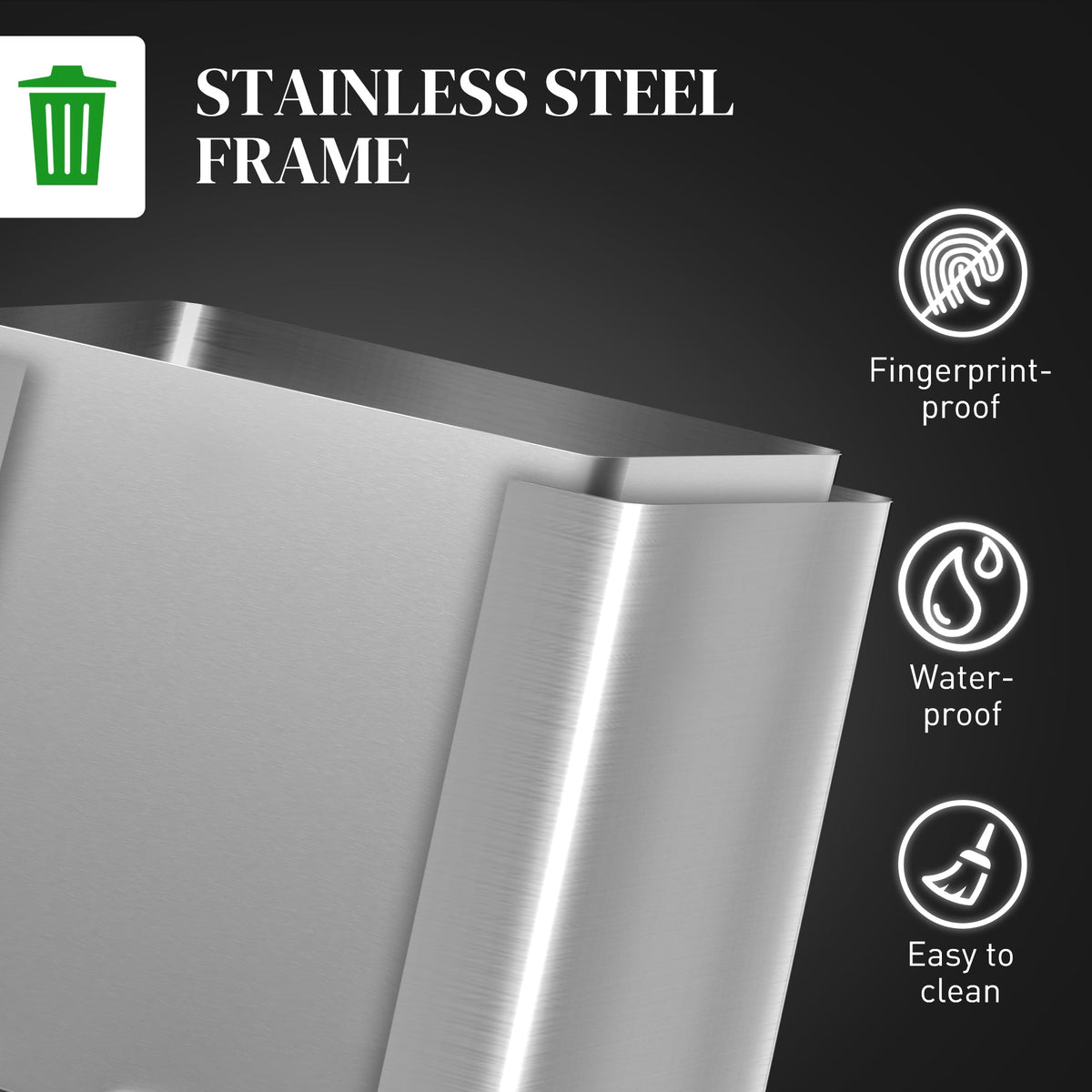2x5.3 gal (2x20 L) Garbage Bin, Stainless Steel Garbage Can with Soft-Close Lid and Removable Inner Buckets, Black