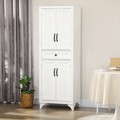Freestanding Storage Cabinet, Kitchen Pantry Cabinet with 2 Shelves, 4 Doors for Dining Room, Black