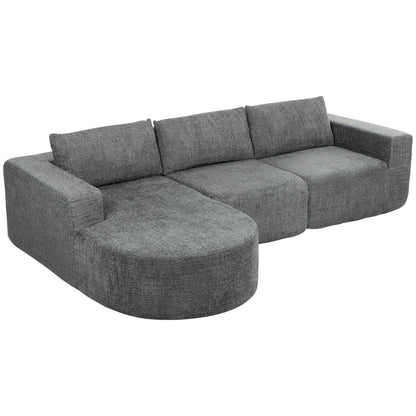 L Shaped Cloud Boneless Couch, Modular Sectional Sofa with Chaise and Deep Seat for Living Room, Bedroom, Dark Grey