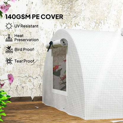 Portable Mini Greenhouse, Tunnel Growing Tent with 5 Mesh Windows and Steel Frame, 7' x 3' x 2', Green