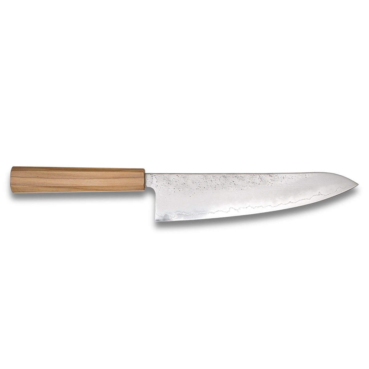 Ginrei Silver 3 Nashiji Gyuto Knife 210mm - Olive Wood Handle