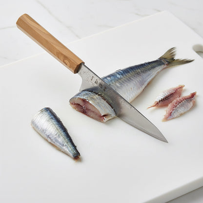 Ginrei Silver 3 Nashiji Kudamono Knife 150mm - Olive Wood Handle