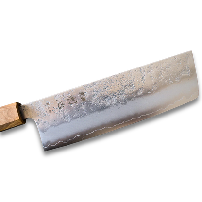 ginrei silver 3-layer nashiji nakiri knife 170mm olive wood handle