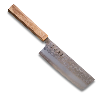 ginrei silver 3-layer nashiji nakiri knife 170mm olive wood handle