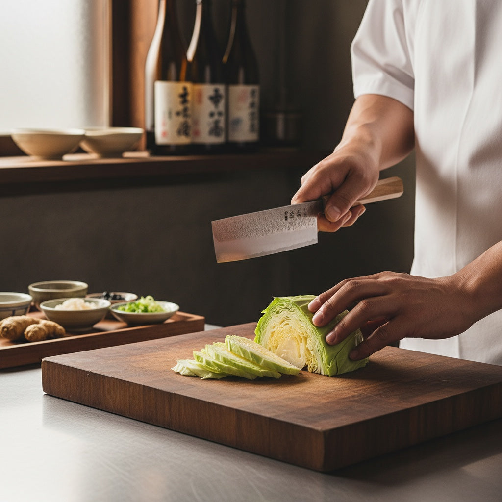 ginrei silver 3-layer nashiji nakiri knife 170mm olive wood handle