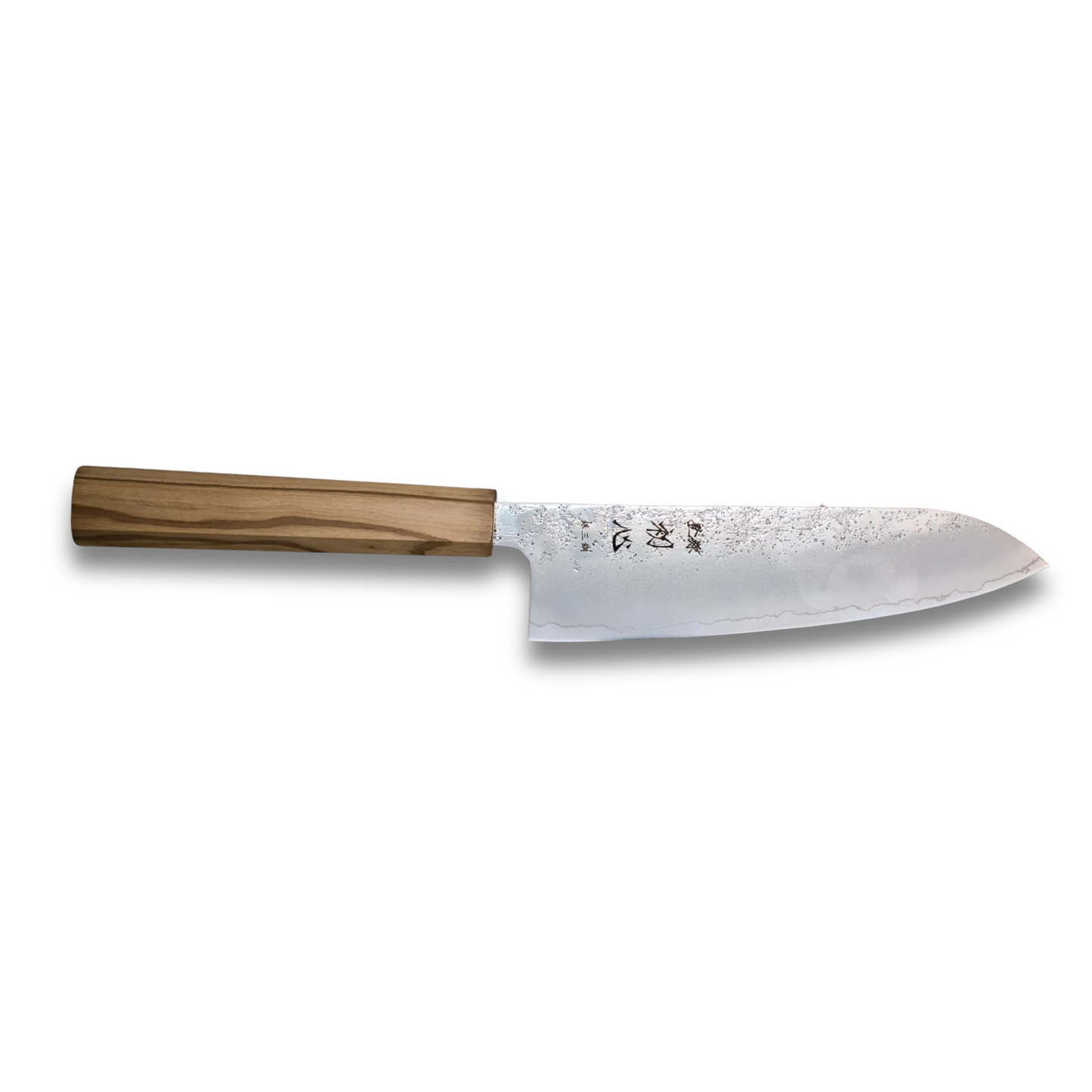 Ginrei Silver 3-Layer Nashiji Santoku Knife 170mm Olive Wood Handle