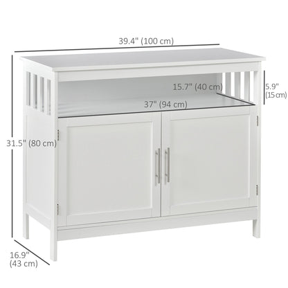 Kitchen Sideboard, Buffet Cabinet, Wooden Storage Console Table with 2-Level Cabinet and Open Shelf, Black
