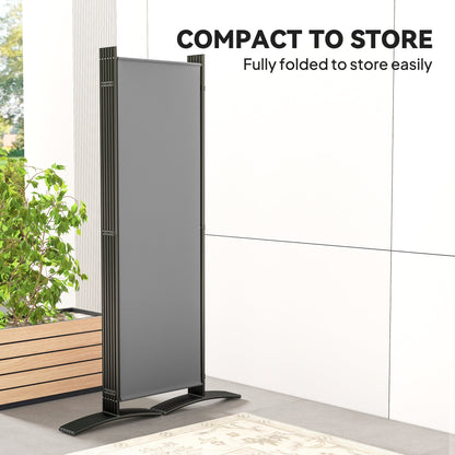 6 Panel Folding Outdoor Privacy Screen with Stable Base, 5.7FT Tall Room Divider with UV30+ Protection, Grey