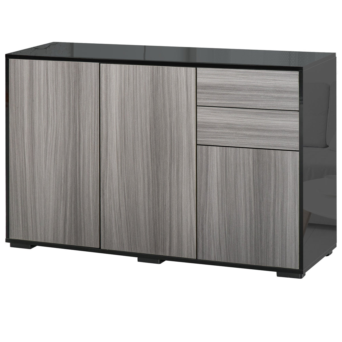 Kitchen Sideboard Storage Cabinet, Modern Coffee Bar with Push-Open Design and 2 Drawers for Living Room, White
