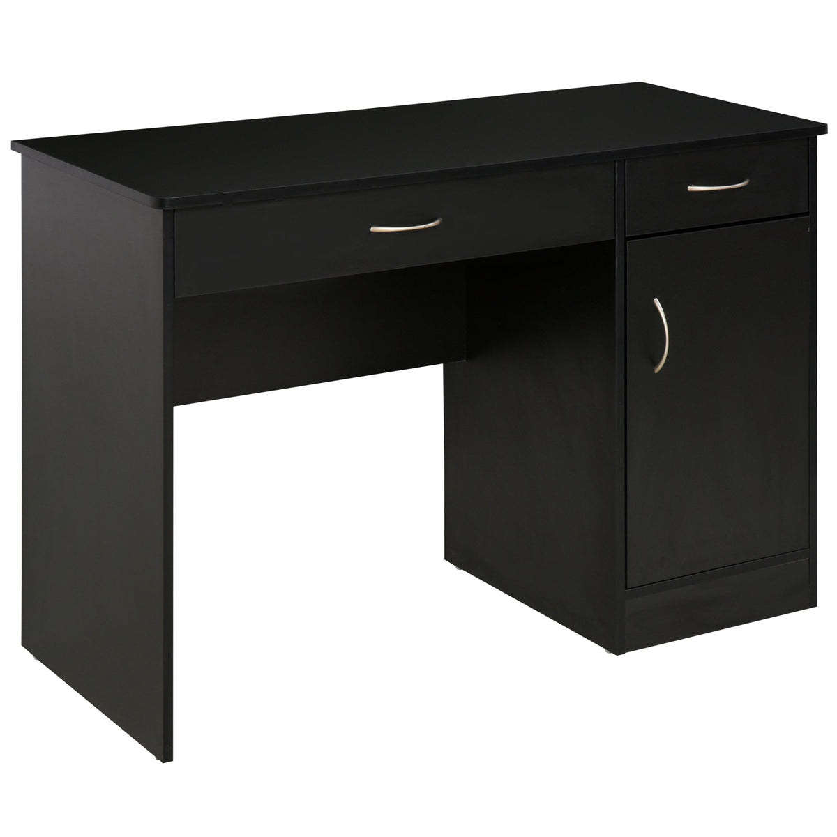 Computer Desk with Storage Drawers, Study Writing Table with Cabinet Adjustable Shelf for Home Office Workstation Bedroom, Black