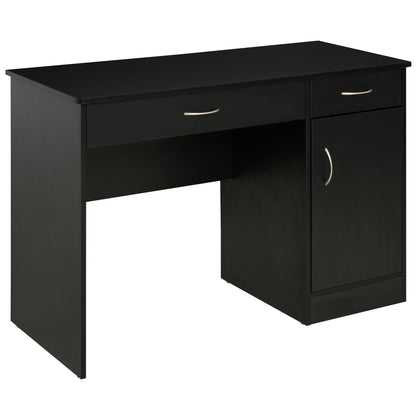 Computer Desk with Storage Drawers, Study Writing Table with Cabinet Adjustable Shelf for Home Office Workstation Bedroom, Black