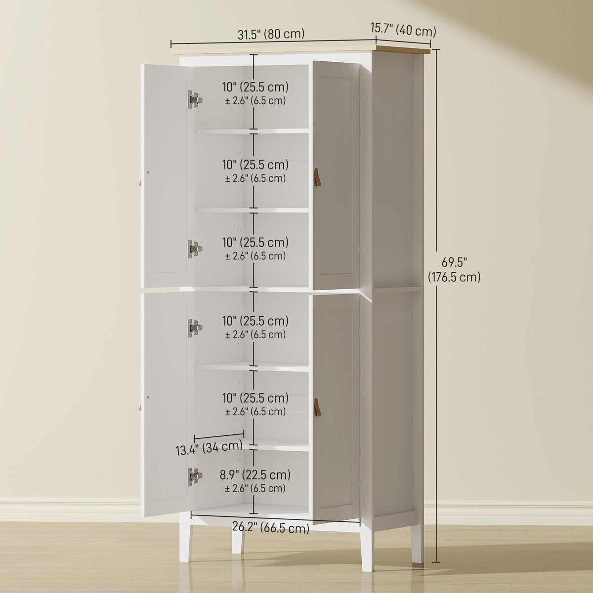 69.5" Tall Kitchen Pantry Storage Cabinet with Motion Sensor LED Light, Modern Kitchen Pantry Cabinet, Green