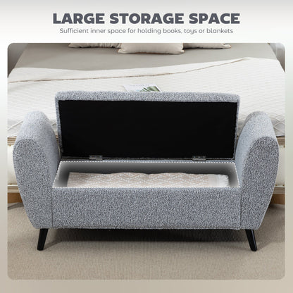 Upholstered Storage Bench with Arms, Modern Ottoman Bench for Bedroom, Entryway, and Living Room, Black