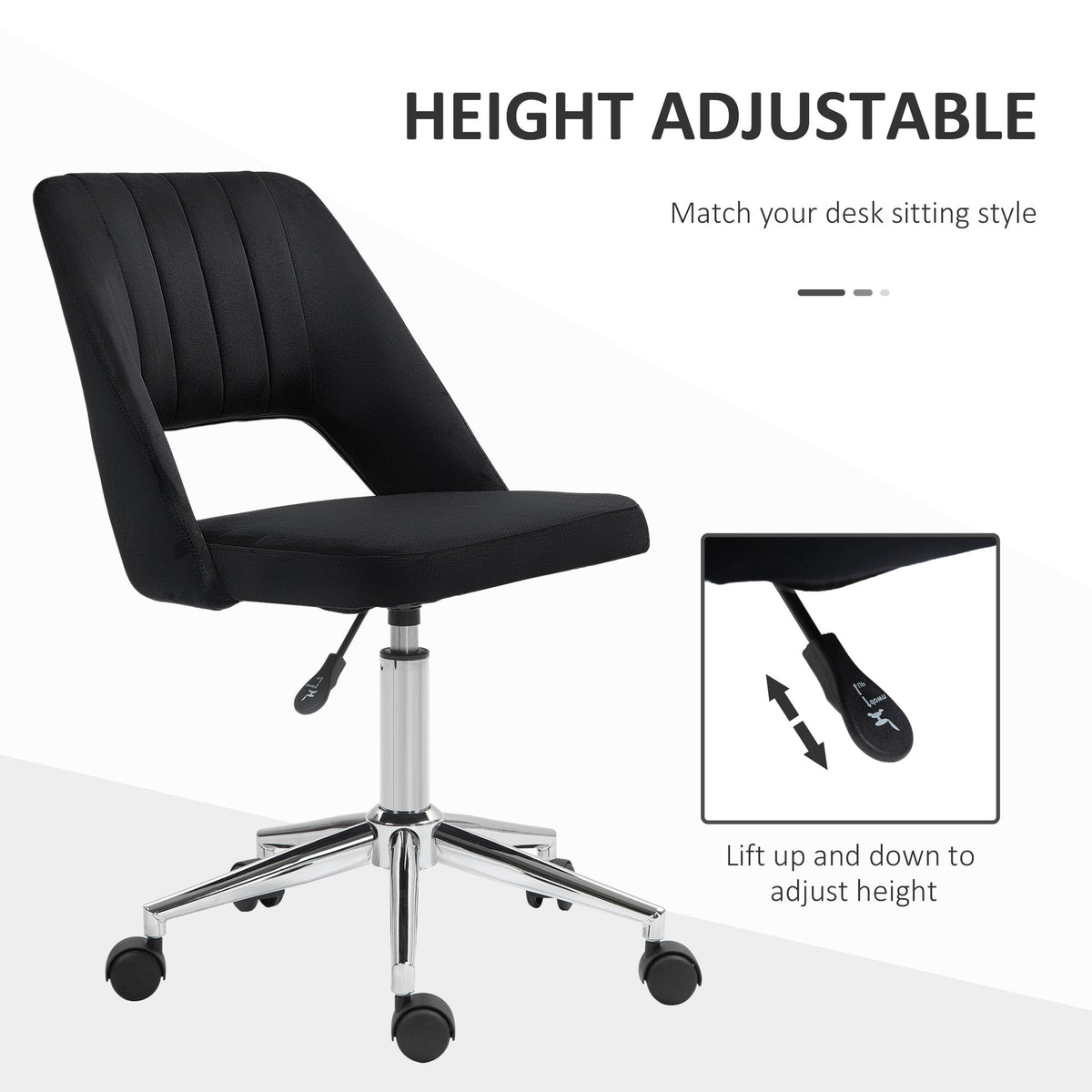 Mid Back Office Chair Velvet Fabric Swivel Scallop Shape Computer Desk Chair, Green