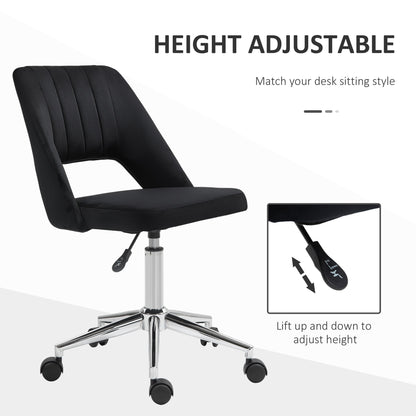 Mid Back Office Chair Velvet Fabric Swivel Scallop Shape Computer Desk Chair, Green