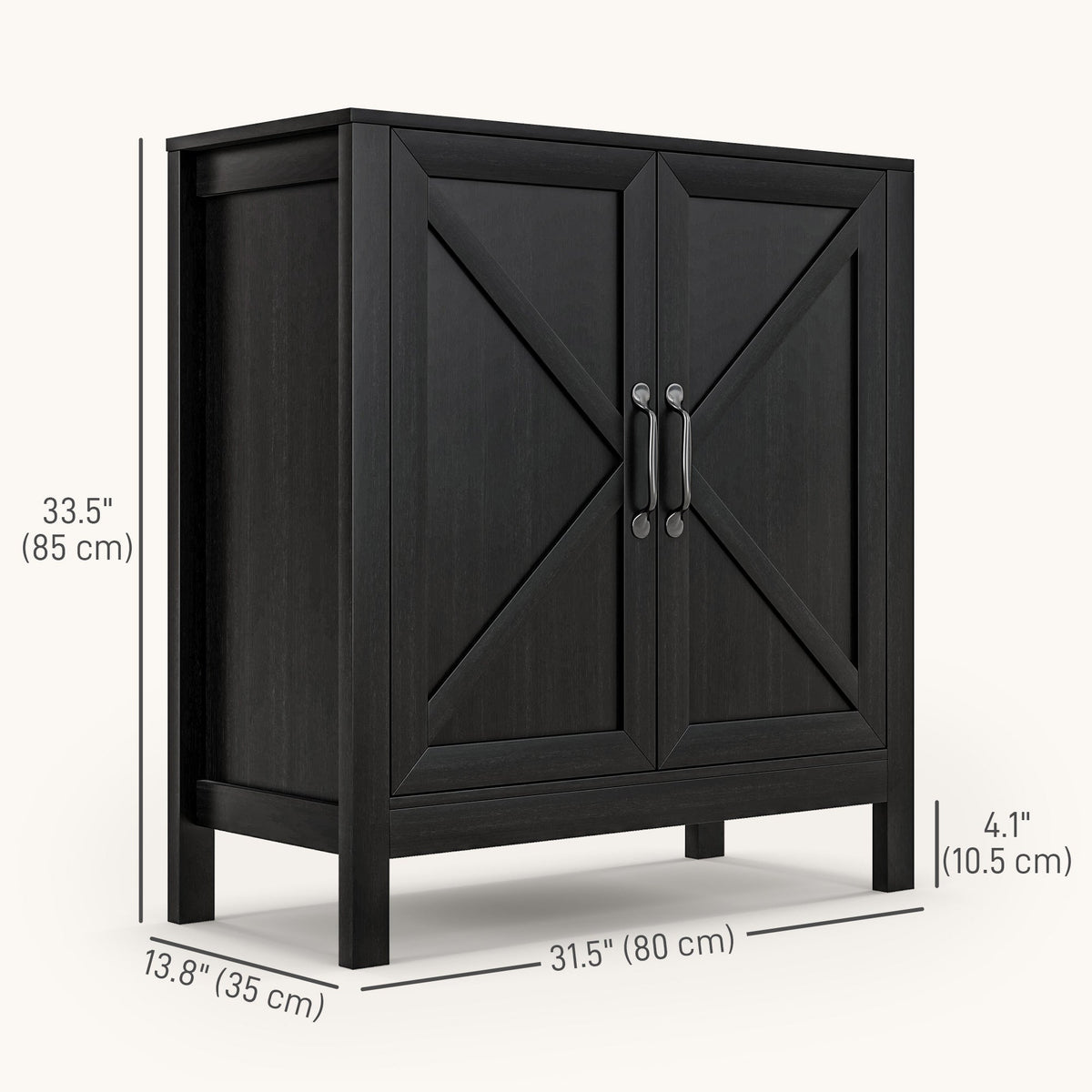 Sideboard Buffet, Kitchen Storage Cabinet with Barn Door and Adjustable Shelves, Storage Pantry, Black Oak