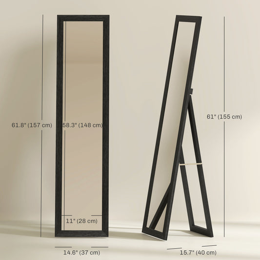 15" x 62" Full Length Mirror for Bedroom, Free Standing Dressing Mirror, Wall Mirror for Living Room, Black