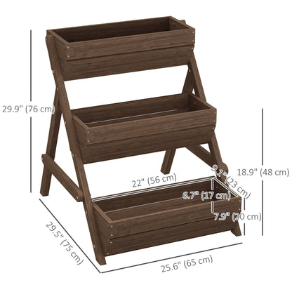 3 Tier Elevated Planter Box, Vertical Wooden Raised Garden Bed for Flowers, Vegetables, 26" x 30" x 30", Brown
